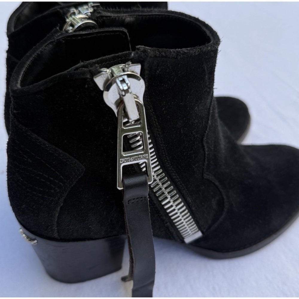 Zadig & Voltaire Molly Side Zip Western Suede Ankle Boots EU 37 US 7 Punk Biker